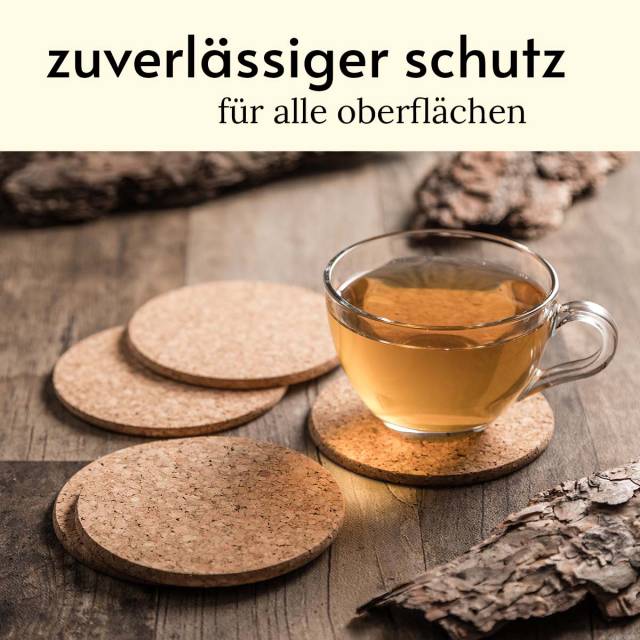 Korkuntersetzer Glas in hoher Qualität und mit idealer Größe
